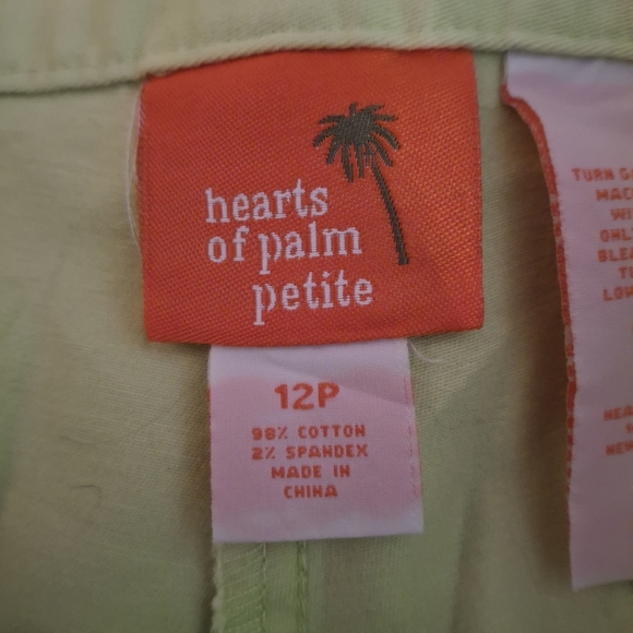 Hearts of Palm Petite Women's Neon Green Cropped Capris Pants - Picture 5 of 8